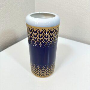 VTG K&A Krautheim Selb Bavaria Germany Echt Kobalt Cylindrical Vase Blue & Gold